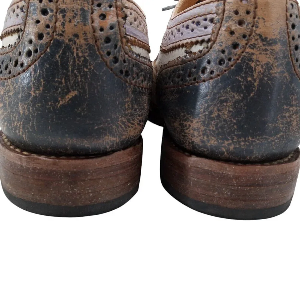 Bed Stu Lita Cobbler Wingtip Brogues Oxford Loafers Size 8.5 Leather Distressed